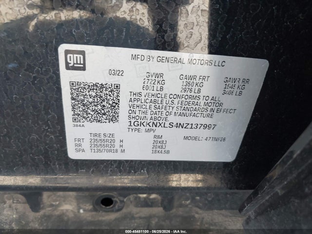 GMC Acadia Awd Denali 2022 1GKKNXLS4NZ137997 Image 9