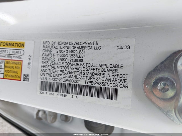 1HGCY2F55PA030329 Honda Accord Hybrid Sport