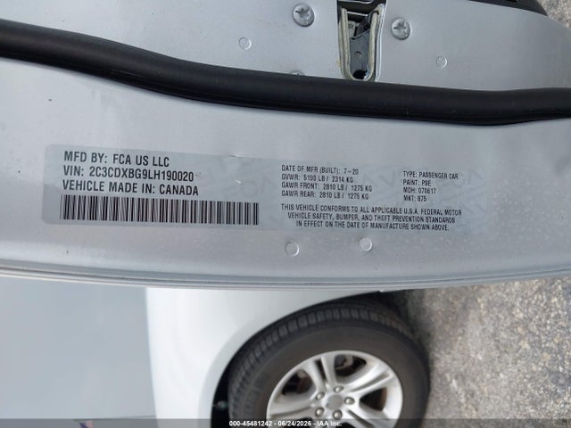 Продаж на аукціоні авто 2020 Dodge Charger Sxt Rwd, vin: 2C3CDXBG9LH190020, номер лоту: 45481242