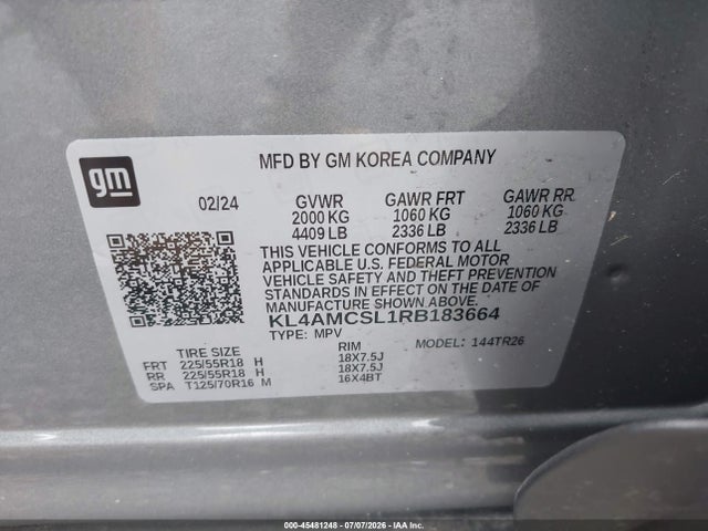 2024 Buick Encore Gx Preferred Awd მანქანა იყიდება აუქციონზე, vin: KL4AMCSL1RB183664, აუქციონის ნომერი: 45481248