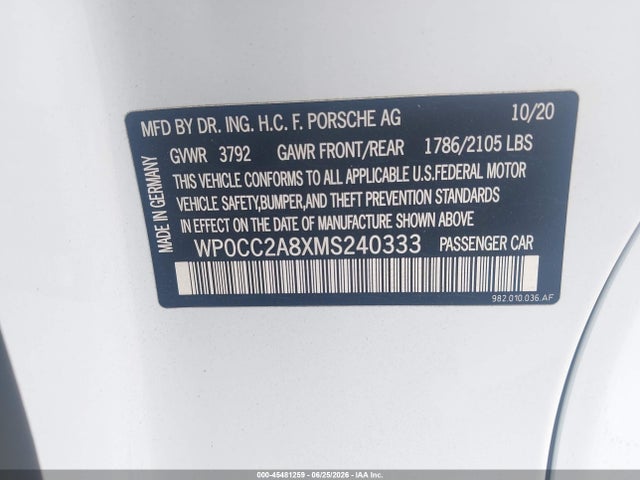 WP0CC2A8XMS240333 Porsche 718 Spyder