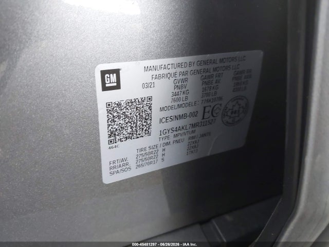Aukcja sprzedaży 2021 Cadillac Escalade Luxury, vin: 1GYS4AKL7MR311527, numer aukcji: 45481297