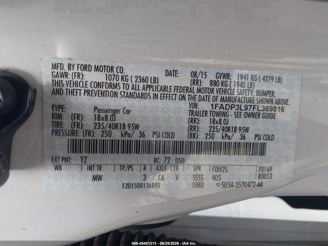 1FADP3L97FL369816 Ford FOCUS ST