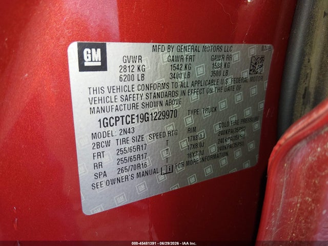 1GCPTCE19G1229970 Chevrolet Colorado Lt
