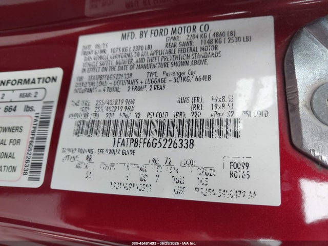 1FATP8FF6G5226338 Ford Mustang Gt Premium
