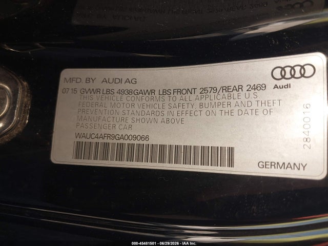 Aukcja sprzedaży 2016 Audi S5 Premium Plus, vin: WAUC4AFR9GA009066, numer aukcji: 45481501
