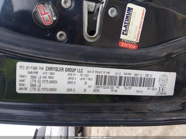 2013 Ram 1500 Sport მანქანა იყიდება აუქციონზე, vin: 1C6RR7MT6DS541565, აუქციონის ნომერი: 45481507