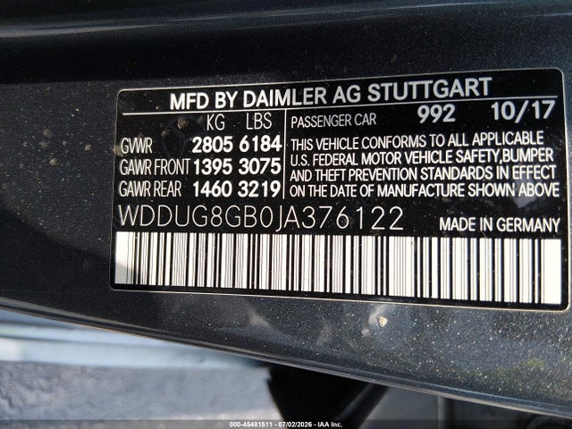 Продажа на аукционе авто 2018 Mercedes-benz S 560 4matic, vin: WDDUG8GB0JA376122, номер лота: 45481511