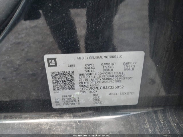 45481548 :رقم المزاد ، 1GCVKPEC8JZ325052 vin ، 2018 Chevrolet Silverado 1500 Custom مزاد بيع