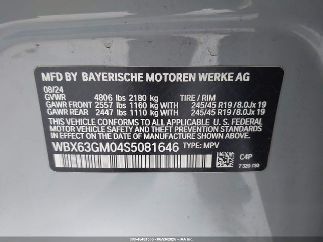 45481555 :رقم المزاد ، WBX63GM04S5081646 vin ، 2025 Bmw X2 Xdrive28i مزاد بيع