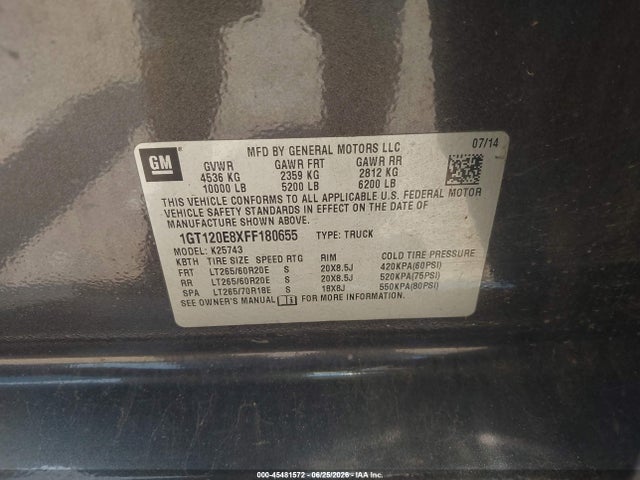 Продаж на аукціоні авто 2015 Gmc Sierra 2500hd Denali, vin: 1GT120E8XFF180655, номер лоту: 45481572