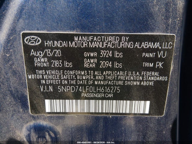 Hyundai ELANTRA SE 2020 5NPD74LF0LH616275 Image 9