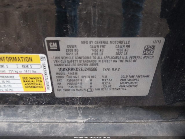 Продажа на аукционе авто 2014 Gmc Acadia Slt-1, vin: 1GKKRRKD2EJ249506, номер лота: 45481641