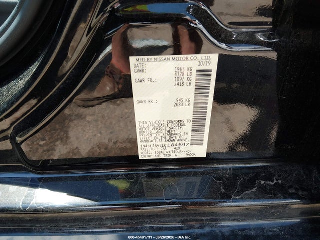 2020 Nissan Altima S Fwd მანქანა იყიდება აუქციონზე, vin: 1N4BL4BV5LC184697, აუქციონის ნომერი: 45481731