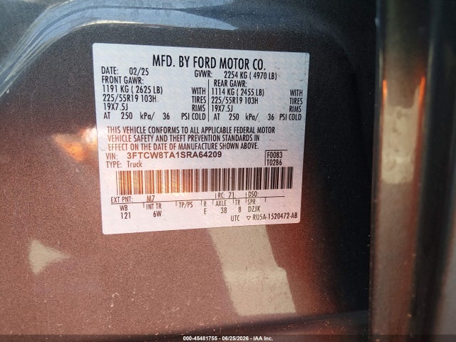 3FTCW8TA1SRA64209 Ford Maverick Lobo Standard