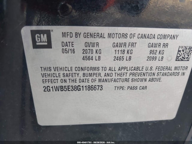 2G1WB5E38G1186673 Chevrolet Impala Limited Lt