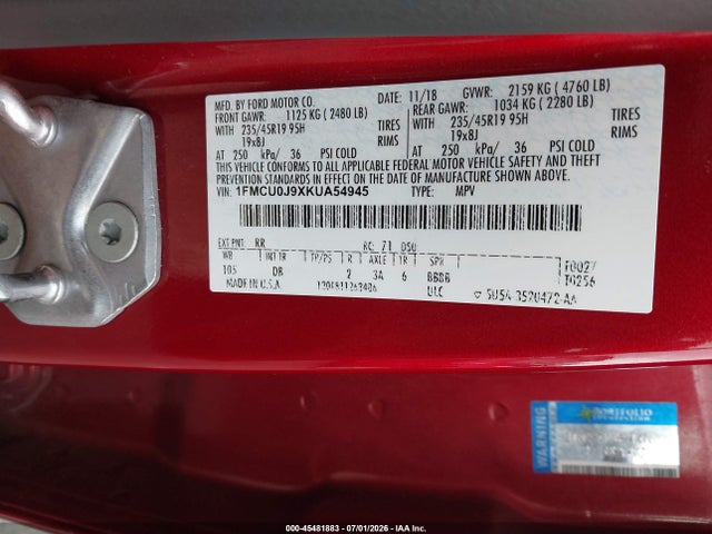 Ford Escape Titanium 2019 1FMCU0J9XKUA54945 Image 9