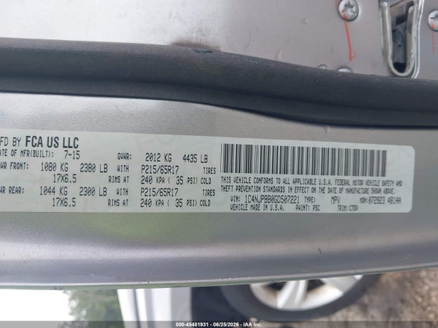 Продаж на аукціоні авто 2016 Jeep Patriot Sport, vin: 1C4NJPBB0GD507221, номер лоту: 45481931