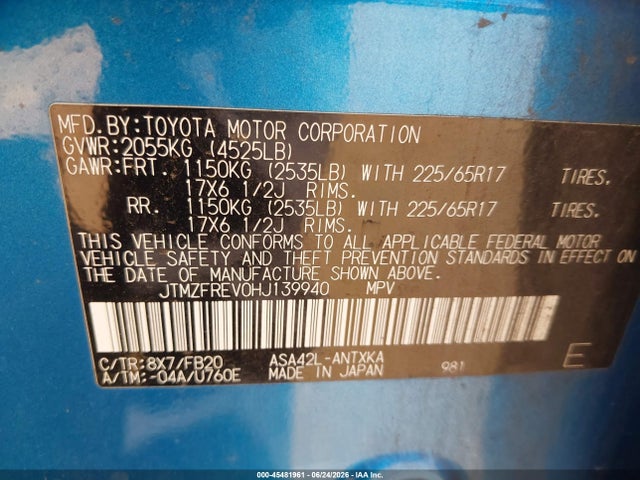 Toyota RAV4 LE 2017 JTMZFREV0HJ139940 Image 9