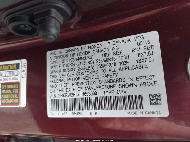Honda CR-V EX 2018 2HKRW2H57JH653009 Image 9