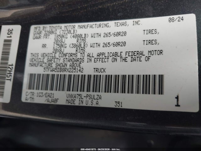 5TFWA5DB8RX225142 Toyota Tundra Limited