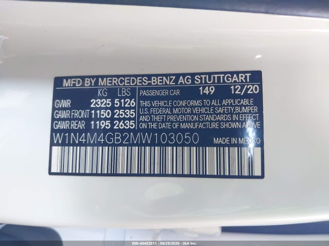 W1N4M4GB2MW103050 Mercedes-Benz GLB 250