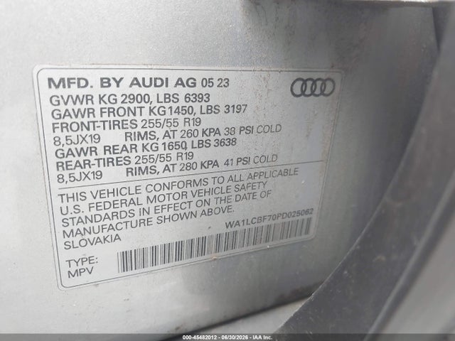 Aukcja sprzedaży 2023 Audi Q7 Premium Plus 45 Tfsi Quattro Tiptronic, vin: WA1LCBF70PD025062, numer aukcji: 45482012