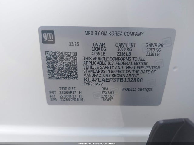 Продажа на аукционе авто 2026 Buick Envista Preferred Fwd, vin: KL47LAEP3TB132898, номер лота: 45482041