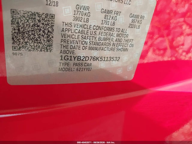 Chevrolet CORVETTE STINGRAY 2019 1G1YB2D76K5113532 Image 9