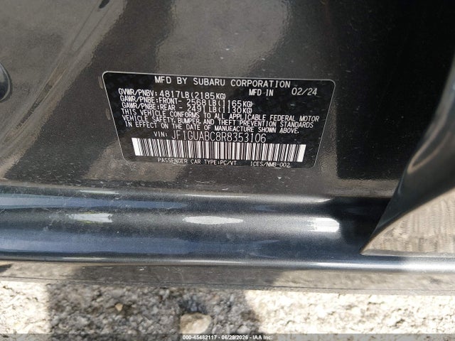 Aukcja sprzedaży 2024 Subaru Impreza Base 5-door, vin: JF1GUABC8R8353106, numer aukcji: 45482117