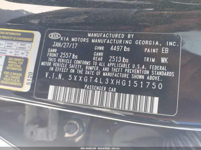KIA Optima Lx 2017 5XXGT4L3XHG151750 Image 9