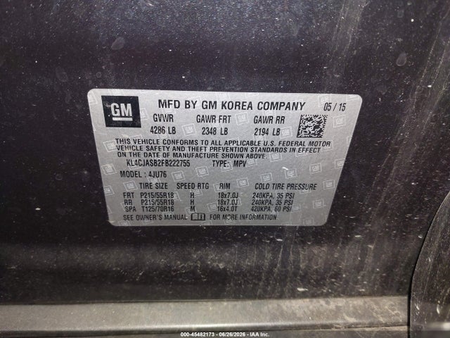 Продажа на аукционе авто 2015 Buick Encore, vin: KL4CJASB2FB222755, номер лота: 45482173