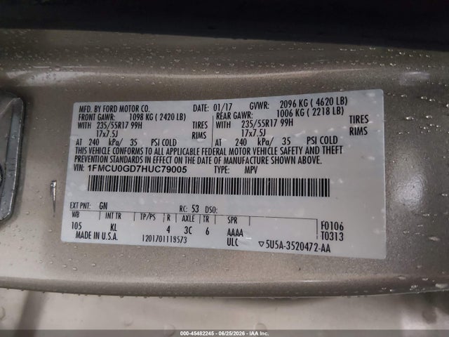 Ford ESCAPE SE 2017 1FMCU0GD7HUC79005 Image 9