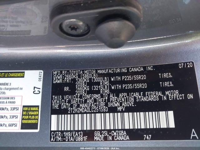 2020 Lexus Rx 350 მანქანა იყიდება აუქციონზე, vin: 2T2HZMDA0LC251593, აუქციონის ნომერი: 45482273