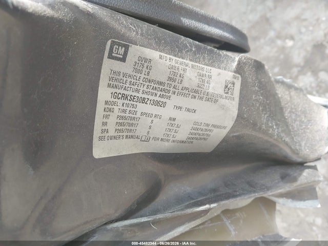 45482344 :رقم المزاد ، 1GCRKSE30BZ130620 vin ، 2011 Chevrolet Silverado 1500 Lt مزاد بيع