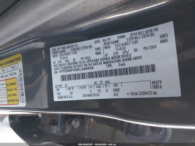 Ford RANGER XL 2019 1FTER4FH5KLA68604 Image 9