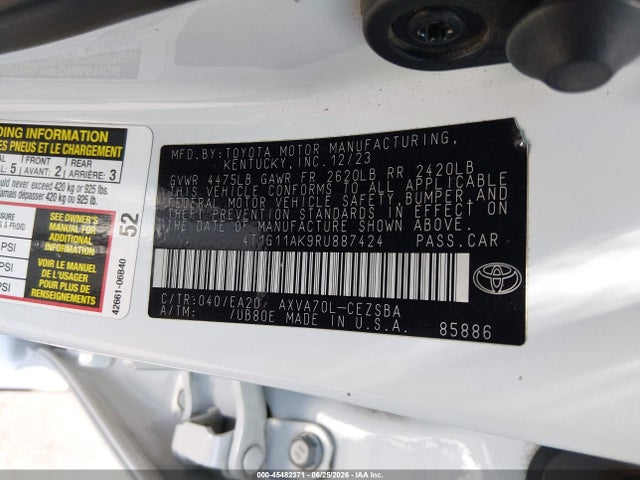Toyota CAMRY SE 2024 4T1G11AK9RU887424 Image 9