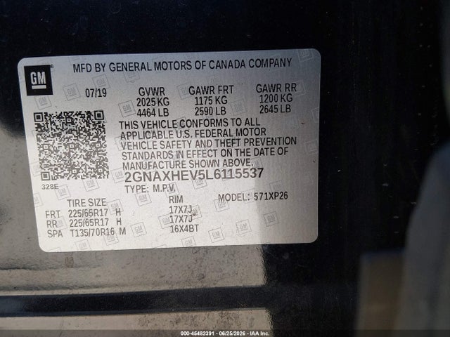 2GNAXHEV5L6115537 Chevrolet Equinox Fwd Ls