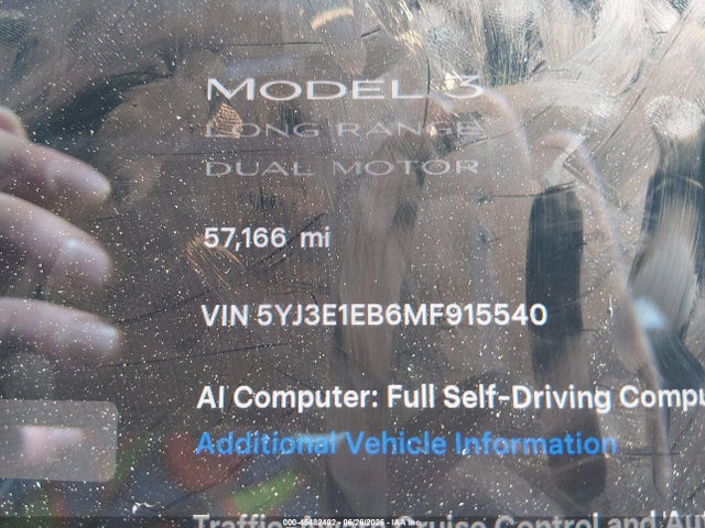 Tesla Model 3 Long Range Dual Motor All-wheel Drive 2021 5YJ3E1EB6MF915540 Image 13