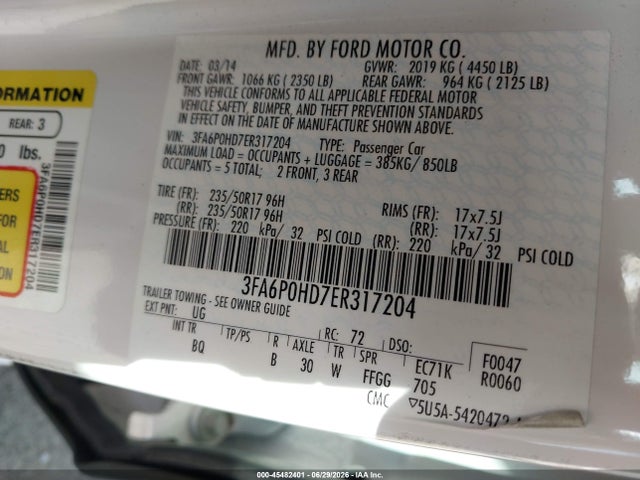 Ford FUSION SE 2014 3FA6P0HD7ER317204 Image 9