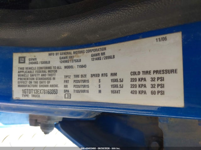 Aukcja sprzedaży 2007 Gmc Canyon Sle1, vin: 1GTDT13EX78163353, numer aukcji: 45482468