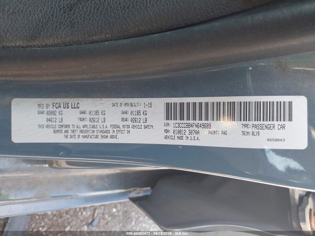 Aukcja sprzedaży 2015 Chrysler 200 S, vin: 1C3CCCBB4FN649689, numer aukcji: 45482472