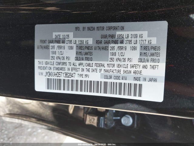 45482476 :رقم المزاد ، JM3KKAHD5T1362847 vin ، 2026 Mazda Cx-90 3.3 Turbo Select مزاد بيع