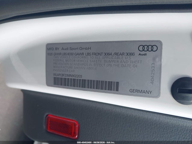 Продажа на аукционе авто 2021 Audi Rs 7 Sportback Tfsi Quattro Tiptronic, vin: WUAPCBF20MN902203, номер лота: 45482480
