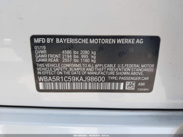 BMW 330I 2019 WBA5R1C59KAJ98600 Image 9