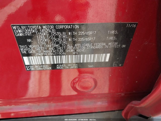 Toyota RAV4 LE 2017 JTMZFREV8HJ119046 Image 9