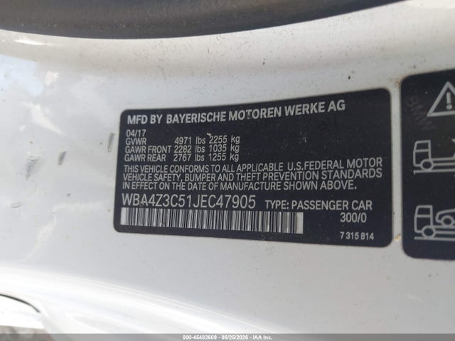 Продаж на аукціоні авто 2018 Bmw 430i Xdrive, vin: WBA4Z3C51JEC47905, номер лоту: 45482609