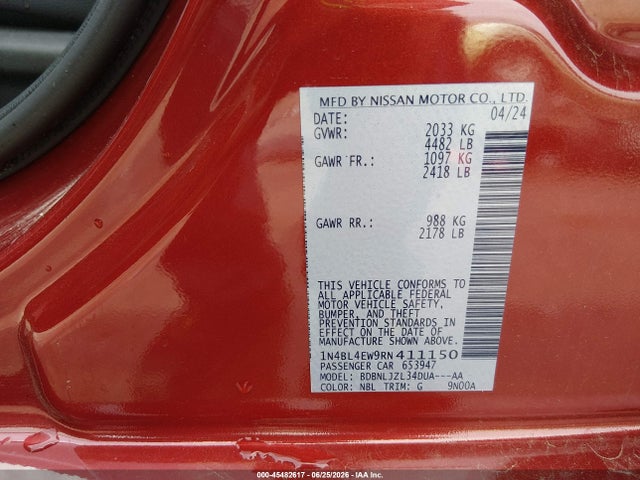 1N4BL4EW9RN411150 Nissan Altima Sl Intelligent Awd