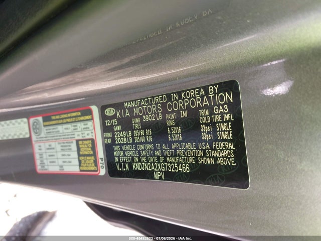 Продаж на аукціоні авто 2016 Kia Soul, vin: KNDJN2A2XG7325466, номер лоту: 45482623