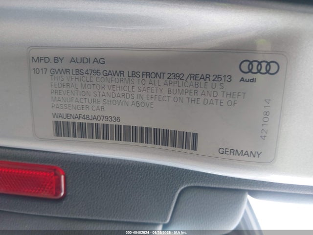Aukcja sprzedaży 2018 Audi A4 2.0t Premium/2.0t Tech Premium, vin: WAUENAF48JA079336, numer aukcji: 45482624